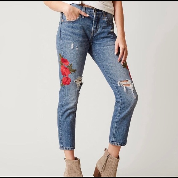 levis rose embroidered jeans